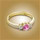 2 - Aniyah 0.74 ctw (5.00 mm) Classic Three Stone Round Pink Sapphire and Natural Diamond Engagement Ring 