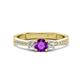 1 - Aniyah 0.61 ctw (5.00 mm) Classic Three Stone Round Amethyst and Natural Diamond Engagement Ring 