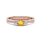 1 - Aniyah 0.61 ctw (5.00 mm) Classic Three Stone Round Citrine and Natural Diamond Engagement Ring 