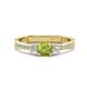 1 - Aniyah 0.71 ctw (5.00 mm) Classic Three Stone Round Peridot and Natural Diamond Engagement Ring 