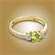 2 - Aniyah 0.71 ctw (5.00 mm) Classic Three Stone Round Peridot and Natural Diamond Engagement Ring 