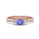 1 - Aniyah 0.68 ctw (5.00 mm) Classic Three Stone Round Tanzanite and Natural Diamond Engagement Ring 