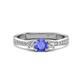 1 - Aniyah 0.68 ctw (5.00 mm) Classic Three Stone Round Tanzanite and Natural Diamond Engagement Ring 