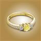 2 - Aniyah 0.74 ctw (5.00 mm) Classic Three Stone Round Yellow Sapphire and Natural Diamond Engagement Ring 