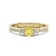 1 - Aniyah 0.74 ctw (5.00 mm) Classic Three Stone Round Yellow Sapphire and Natural Diamond Engagement Ring 