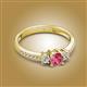 2 - Aniyah 0.61 ctw (5.00 mm) Classic Three Stone Round Pink Tourmaline and Natural Diamond Engagement Ring 