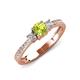 3 - Aniyah 0.71 ctw (5.00 mm) Classic Three Stone Round Peridot and Natural Diamond Engagement Ring 