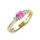 3 - Aniyah 0.74 ctw (5.00 mm) Classic Three Stone Round Pink Sapphire and Natural Diamond Engagement Ring 