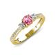 3 - Aniyah 0.61 ctw (5.00 mm) Classic Three Stone Round Pink Tourmaline and Natural Diamond Engagement Ring 