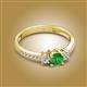 2 - Aniyah 0.81 ctw (5.00 mm) Classic Three Stone Round Green Garnet and Natural Diamond Engagement Ring 