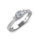 3 - Aniyah 0.66 ctw (5.00 mm) Classic Three Stone Round Moissanite and Natural Diamond Engagement Ring 