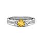 1 - Aniyah 0.61 ctw (5.00 mm) Classic Three Stone Round Citrine and Natural Diamond Engagement Ring 
