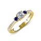 3 - Aniyah 0.72 ctw (5.00 mm) Classic Three Stone Round Natural Diamond and Blue Sapphire Engagement Ring 