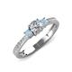 3 - Aniyah 0.68 ctw (5.00 mm) Classic Three Stone Round Natural Diamond and Aquamarine Engagement Ring 