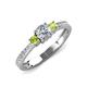 3 - Aniyah 0.74 ctw (5.00 mm) Classic Three Stone Round Natural Diamond and Peridot Engagement Ring 