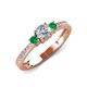 3 - Aniyah 0.68 ctw (5.00 mm) Classic Three Stone Round Natural Diamond and Emerald Engagement Ring 