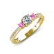 3 - Aniyah 0.72 ctw (5.00 mm) Classic Three Stone Round Natural Diamond and Pink Sapphire Engagement Ring 