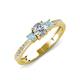 3 - Aniyah 0.68 ctw (5.00 mm) Classic Three Stone Round Natural Diamond and Aquamarine Engagement Ring 
