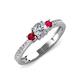 3 - Aniyah 0.72 ctw (5.00 mm) Classic Three Stone Round Natural Diamond and Ruby Engagement Ring 