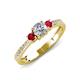 3 - Aniyah 0.72 ctw (5.00 mm) Classic Three Stone Round Natural Diamond and Ruby Engagement Ring 