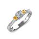 3 - Aniyah 0.68 ctw (5.00 mm) Classic Three Stone Round Natural Diamond and Citrine Engagement Ring 