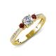 3 - Aniyah 0.74 ctw (5.00 mm) Classic Three Stone Round Natural Diamond and Red Garnet Engagement Ring 