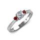 3 - Aniyah 0.74 ctw (5.00 mm) Classic Three Stone Round Natural Diamond and Red Garnet Engagement Ring 