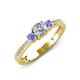 3 - Aniyah 0.72 ctw (5.00 mm) Classic Three Stone Round Natural Diamond and Tanzanite Engagement Ring 