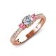 3 - Aniyah 0.68 ctw (5.00 mm) Classic Three Stone Round Natural Diamond and Pink Tourmaline Engagement Ring 