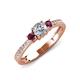 3 - Aniyah 0.74 ctw (5.00 mm) Classic Three Stone Round Natural Diamond and Rhodolite Garnet Engagement Ring 