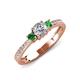 3 - Aniyah 0.74 ctw (5.00 mm) Classic Three Stone Round Natural Diamond and Green Garnet Engagement Ring 