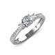 3 - Aniyah 0.72 ctw (5.00 mm) Classic Three Stone Round Natural Diamond and White Sapphire Engagement Ring 