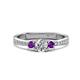 1 - Aniyah 0.68 ctw (5.00 mm) Classic Three Stone Round Natural Diamond and Amethyst Engagement Ring 