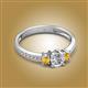 2 - Aniyah 0.68 ctw (5.00 mm) Classic Three Stone Round Natural Diamond and Citrine Engagement Ring 