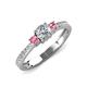 3 - Aniyah 0.68 ctw (5.00 mm) Classic Three Stone Round Natural Diamond and Pink Tourmaline Engagement Ring 