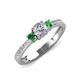3 - Aniyah 0.74 ctw (5.00 mm) Classic Three Stone Round Natural Diamond and Green Garnet Engagement Ring 