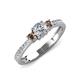 3 - Aniyah 0.71 ctw (5.00 mm) Classic Three Stone Round Natural Diamond and Smoky Quartz Engagement Ring 