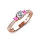 3 - Aniyah 0.72 ctw (5.00 mm) Classic Three Stone Round Lab Grown Diamond and Pink Sapphire Engagement Ring 