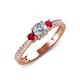 3 - Aniyah 0.72 ctw (5.00 mm) Classic Three Stone Round Lab Grown Diamond and Ruby Engagement Ring 