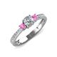 3 - Aniyah 0.72 ctw (5.00 mm) Classic Three Stone Round Lab Grown Diamond and Pink Sapphire Engagement Ring 