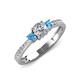 3 - Aniyah 0.70 ctw (5.00 mm) Classic Three Stone Round Lab Grown Diamond and Blue Topaz Engagement Ring 