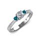 3 - Aniyah 0.71 ctw (5.00 mm) Classic Three Stone Round Lab Grown Diamond and Blue Diamond Engagement Ring 