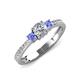 3 - Aniyah 0.72 ctw (5.00 mm) Classic Three Stone Round Lab Grown Diamond and Tanzanite Engagement Ring 