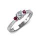 3 - Aniyah 0.74 ctw (5.00 mm) Classic Three Stone Round Lab Grown Diamond and Rhodolite Garnet Engagement Ring 