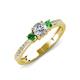 3 - Aniyah 0.74 ctw (5.00 mm) Classic Three Stone Round Lab Grown Diamond and Green Garnet Engagement Ring 