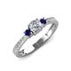 3 - Aniyah 0.72 ctw (5.00 mm) Classic Three Stone Round Lab Grown Diamond and Blue Sapphire Engagement Ring 