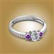 2 - Aniyah 0.68 ctw (5.00 mm) Classic Three Stone Round Lab Grown Diamond and Amethyst Engagement Ring 