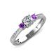 3 - Aniyah 0.68 ctw (5.00 mm) Classic Three Stone Round Lab Grown Diamond and Amethyst Engagement Ring 