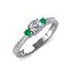 3 - Aniyah 0.68 ctw (5.00 mm) Classic Three Stone Round Lab Grown Diamond and Emerald Engagement Ring 