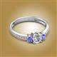 2 - Aniyah 0.72 ctw (5.00 mm) Classic Three Stone Round Lab Grown Diamond and Tanzanite Engagement Ring 